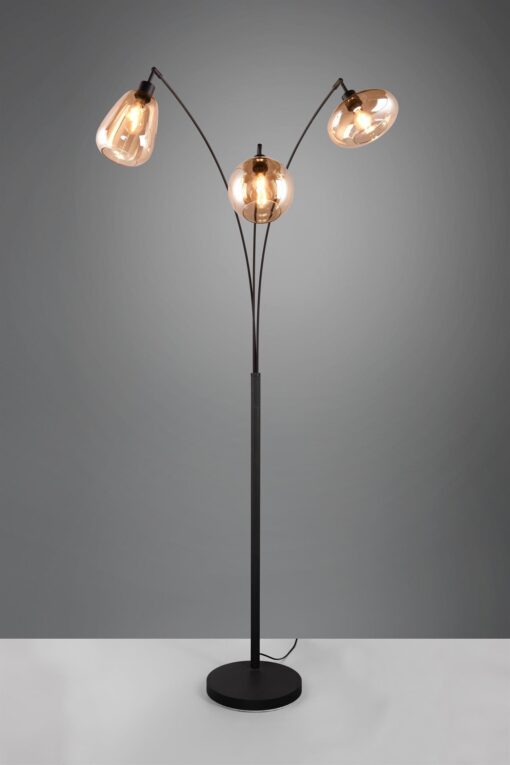 Φωτιστικό Δαπέδου Trio Lighting 3x E14 Μαύρο Ματ με Μελί Γυαλιά – 417000313
