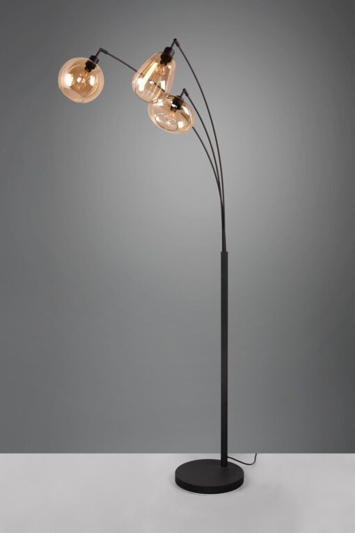 Φωτιστικό Δαπέδου Trio Lighting 3x E14 Μαύρο Ματ με Μελί Γυαλιά – 417000313