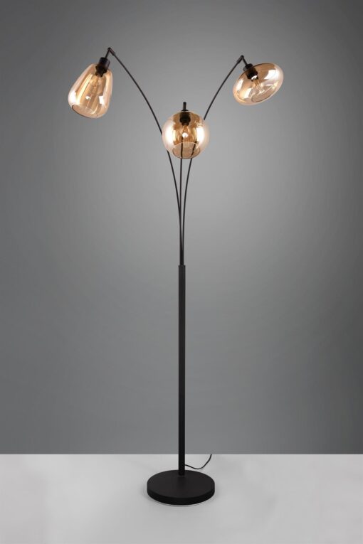 Φωτιστικό Δαπέδου Trio Lighting 3x E14 Μαύρο Ματ με Μελί Γυαλιά – 417000313