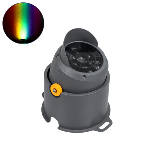 GloboStar® FLOOD-SIMA 90496 Κινούμενος Προβολέας – Σποτ Φωτισμού Wall Washer με Αντιθαμβωτική Γρίλια για Φωτισμό Κτιρίων LED 36W 3060lm 30° DC 24V Αδιάβροχο IP67 Μ21 x Π26 x Υ27cm RGBW DMX512 – Γκρι Ανθρακί – 3 Years Warranty