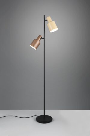 Φωτιστικό Δαπέδου Μαύρο Ματ με 2 Καφέ & Μπεζ Σποτ AGUDO 2x E27 Trio Lighting – 419400217