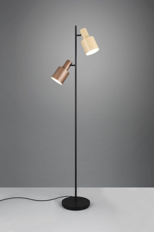 Φωτιστικό Δαπέδου Μαύρο Ματ με 2 Καφέ & Μπεζ Σποτ AGUDO 2x E27 Trio Lighting – 419400217