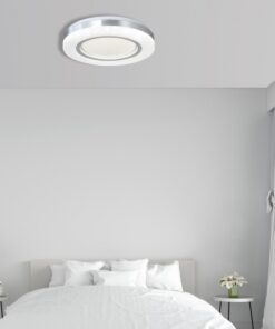 InLight Πλαφονιέρα οροφής LED 36W 3CCT από λευκό και ασημί ακρυλικό D:32cm (42016-C)