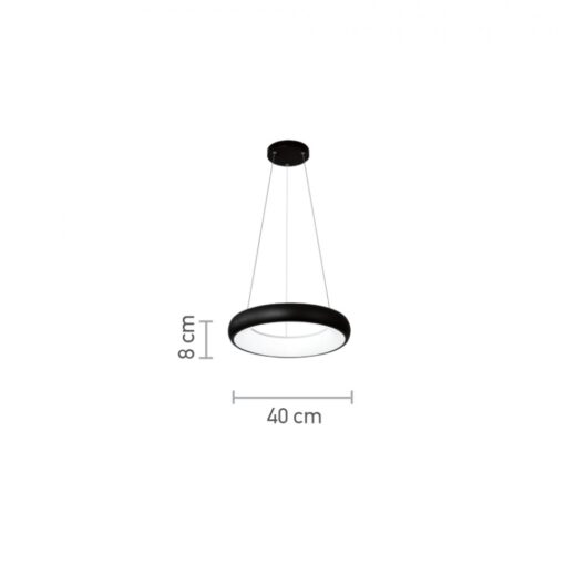 InLight Κρεμαστό φωτιστικό LED 54W 3CCT από μαύρο και λευκό ακρυλικό D:40cm (42023-B-Black)