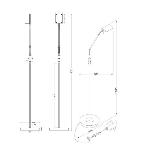 Φωτιστικό Δαπέδου Trio Lighting LED 12W  Νίκελ Ματ Μεταλλικό Dimmable 1100lm 3000K  420910107