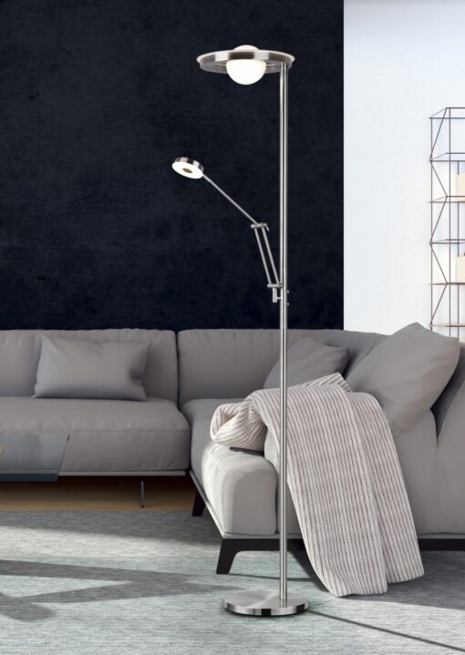 Φωτιστικό Δαπέδου Trio Lighting LED 32W  Νίκελ Ματ Μεταλλικό Dimmable 4000lm 2700 + 4000K  424210307