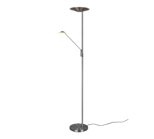 Φωτιστικό Δαπέδου Trio Lighting BRANTFORD  LED, 30W · 3500lm, 2700+3200+4000K Νίκελ Ματ Μεταλλικό, Step Dimmable, Λειτουργία μνήμης, Ξεχωριστή χρήση – 425610207