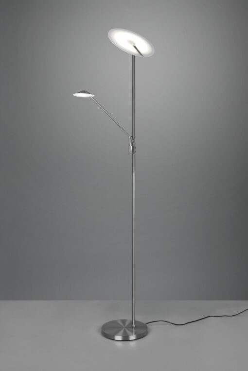 Φωτιστικό Δαπέδου Trio Lighting BRANTFORD  LED, 30W · 3500lm, 2700+3200+4000K Νίκελ Ματ Μεταλλικό, Step Dimmable, Λειτουργία μνήμης, Ξεχωριστή χρήση – 425610207
