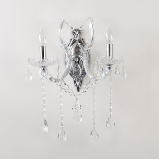 InLight Επιτοίχιο φωτιστικό από οξυντέ χρώμιο γυαλί και κρύσταλλα 2XE14 D:35cm (43250-CHROME)