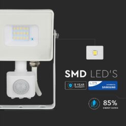 LED Προβολέας με Ανιχνευτή Κίνησης 10W V-TAC Samsung Chip Λευκός IP65 Θερμό Λευκό 3000K – 433