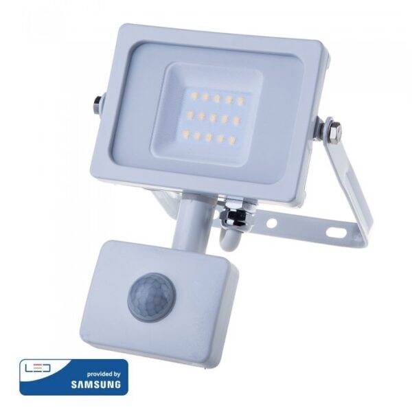 LED Προβολέας με Ανιχνευτή Κίνησης 10W V-TAC Samsung Chip Λευκός IP65 Θερμό Λευκό 3000K – 433