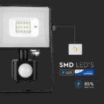 LED Προβολέας με Ανιχνευτή Κίνησης 10W V-TAC Samsung Chip Μαύρος IP65 Θερμό Λευκό 3000K – 436