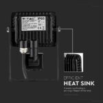 LED Προβολέας με Ανιχνευτή Κίνησης 10W V-TAC Samsung Chip Μαύρος IP65 Θερμό Λευκό 3000K – 436