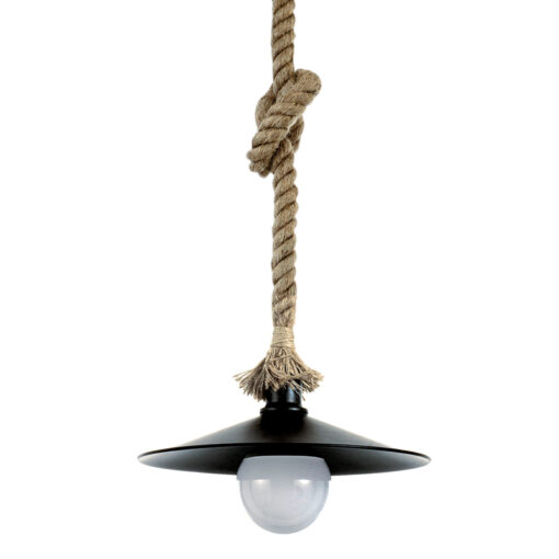 InLight Κρεμαστό φωτιστικό από καφέ σχοινί και μαύρο μέταλλο (4382-BL)