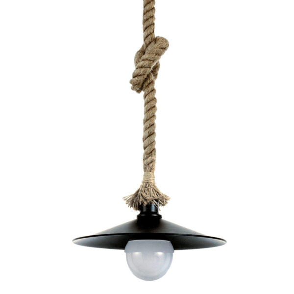 InLight Κρεμαστό φωτιστικό από καφέ σχοινί και μαύρο μέταλλο (4382-BL)