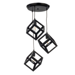 InLight Κρεμαστό φωτιστικό από μαύρο μέταλλο (4400-3-BL-ΡΟΖΕΤΑ)