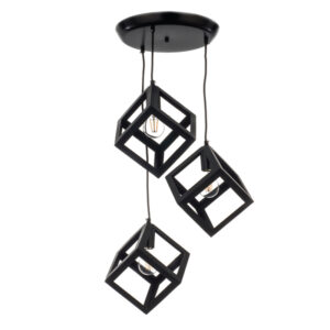 InLight Κρεμαστό φωτιστικό από μαύρο μέταλλο (4400-3-BL-ΡΟΖΕΤΑ)