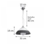 InLight Κρεμαστό φωτιστικό από ασημί γυαλί 1XE27 D:35cm (4409-Α-Ασημί)