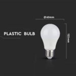 Πλαστική λάμπα LED, διαστάσεων 60mm x 122mm, για φωτισμό υψηλής απόδοσης και χαμηλής κατανάλωσης.