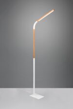 Φωτιστικό Δαπέδου NORRIS Trio Lighting LED 11W 1400lm 3000K Step Dimmable Λευκό Ματ & Ξύλο – 445210131