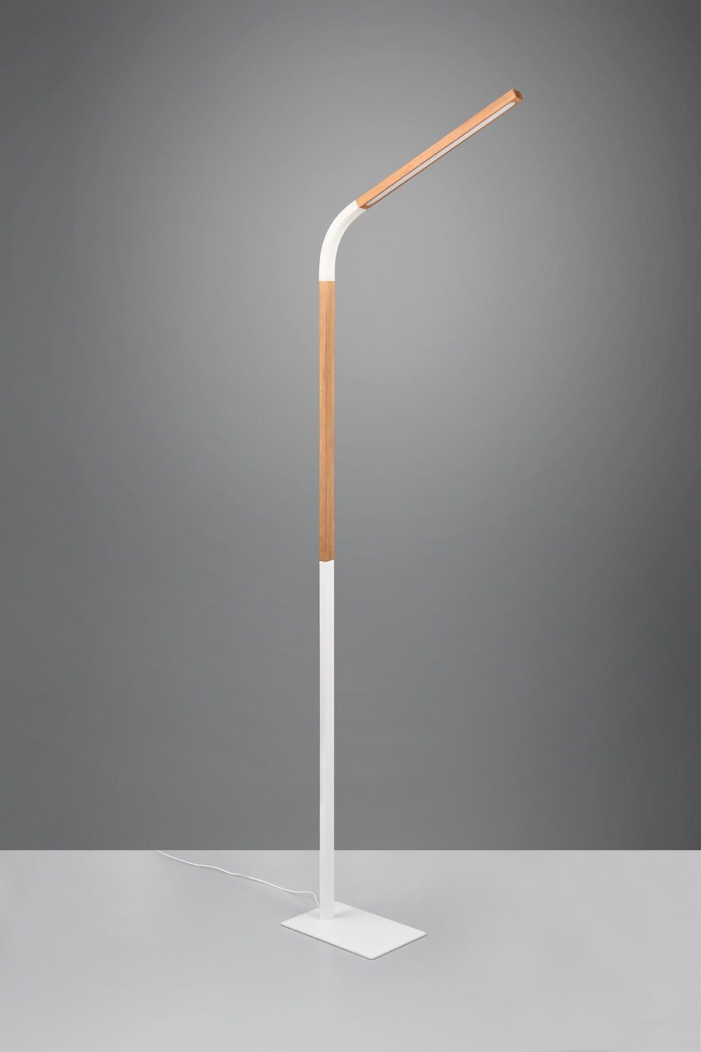 Φωτιστικό Δαπέδου NORRIS Trio Lighting LED 11W 1400lm 3000K Step Dimmable Λευκό Ματ & Ξύλο – 445210131