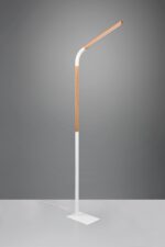 Φωτιστικό Δαπέδου NORRIS Trio Lighting LED 11W 1400lm 3000K Step Dimmable Λευκό Ματ & Ξύλο – 445210131
