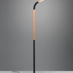 Φωτιστικό Δαπέδου NORRIS Trio Lighting LED 11W 1400lm 3000K Step Dimmable Μαύρο Ματ & Ξύλο – 445210132