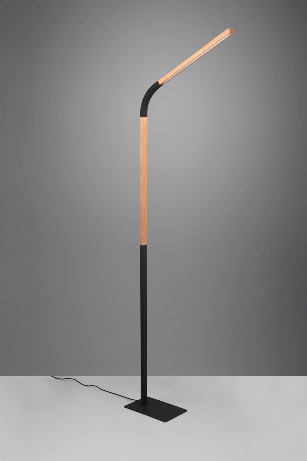 Φωτιστικό Δαπέδου NORRIS Trio Lighting LED 11W 1400lm 3000K Step Dimmable Μαύρο Ματ & Ξύλο – 445210132