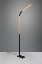 Φωτιστικό Δαπέδου NORRIS Trio Lighting LED 11W 1400lm 3000K Step Dimmable Μαύρο Ματ & Ξύλο – 445210132