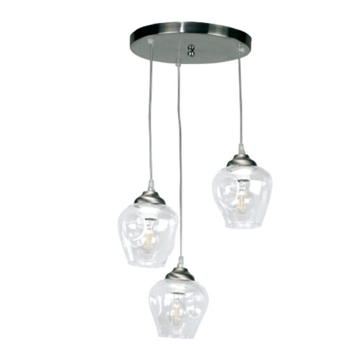 InLight Κρεμαστό φωτιστικό από νίκελ ματ μέταλλο και διάφανο γυαλί (4474-3-NM)