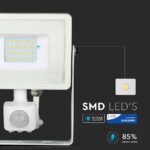 LED Προβολέας με Ανιχνευτή Κίνησης 20W V-TAC Samsung Chip Λευκός IP65 Ψυχρό Λευκό 6400K – 450