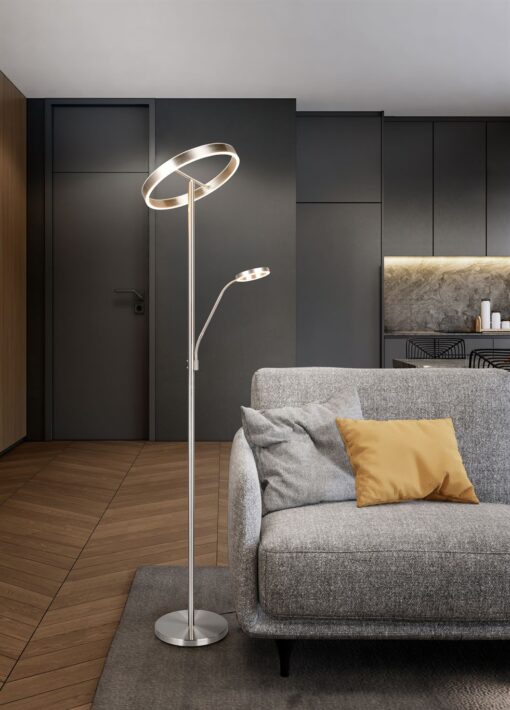 Φωτιστικό Δαπέδου Νίκελ Ματ WILLIS LED 44W 5150lm CCT Dimmable Trio Lighting – 449510207