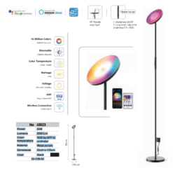InLight Smart Wi-Fi Φωτιστικό Δαπέδου Περιστρεφόμενο Μαύρο 24W RGBW – 45023