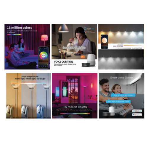 InLight Smart Wi-Fi Φωτιστικό Δαπέδου Περιστρεφόμενο Μαύρο 24W RGBW – 45023