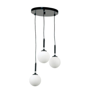 InLight Κρεμαστό φωτιστικό από μαύρο μέταλλο και λευκή οπαλίνα (4514-3 ΡΟΖΕΤΑ)