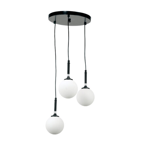 InLight Κρεμαστό φωτιστικό από μαύρο μέταλλο και λευκή οπαλίνα (4514-3 ΡΟΖΕΤΑ)