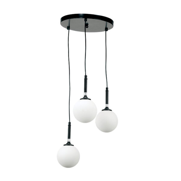 InLight Κρεμαστό φωτιστικό από μαύρο μέταλλο και λευκή οπαλίνα (4514-3 ΡΟΖΕΤΑ)
