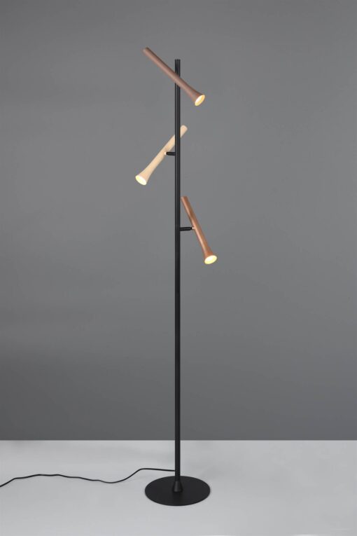 Φωτιστικό Δαπέδου Μαύρο με 3 Σποτ Καφέ-Fawn-Τaupe Fiato Trio Lighting LED 9W CCT 1200lm Dimmable – 452010317
