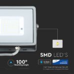 LED Προβολέας 30W V-TAC PRO Samsung Chip  100° 2400lm Γκρι Αδιάβροχος IP65 Φυσικό Λευκό 4000K – 455