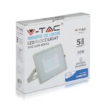 LED Προβολέας 30W V-TAC PRO Samsung Chip  100° 2400lm Γκρι Αδιάβροχος IP65 Φυσικό Λευκό 4000K – 455