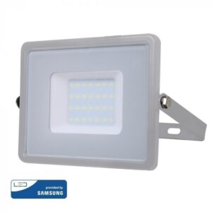 LED Προβολέας 30W V-TAC PRO Samsung Chip  100° 2400lm Γκρι Αδιάβροχος IP65 Φυσικό Λευκό 4000K – 455