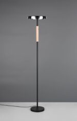 Φωτιστικό Δαπέδου Μαύρο+Ξύλο με Φιμέ Γυαλί CELESTE LED 15W 1750lm Dimmable Αφής 3000K Trio Lighting – 454910132