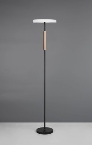 Φωτιστικό Δαπέδου Μαύρο+Ξύλο με Φιμέ Γυαλί CELESTE LED 15W 1750lm Dimmable Αφής 3000K Trio Lighting – 454910132