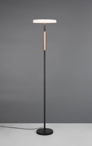 Φωτιστικό Δαπέδου Μαύρο+Καφέ με Λευκό Γυαλί CELESTE LED 15W 1750lm Dimmable Αφής 3000K Trio Lighting – 454910165