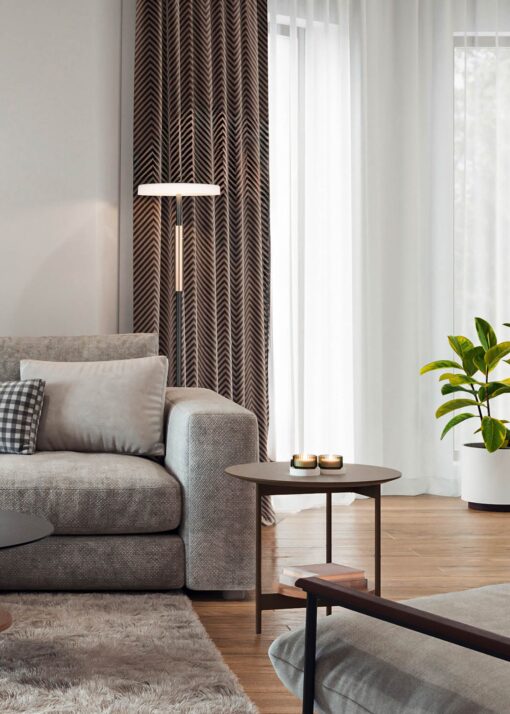 Φωτιστικό Δαπέδου Μαύρο+Καφέ με Λευκό Γυαλί CELESTE LED 15W 1750lm Dimmable Αφής 3000K Trio Lighting – 454910165