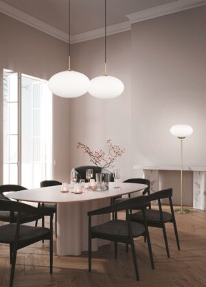 Φωτιστικό Δαπέδου Ματ Ορείχαλκος & Οπάλ Γυαλί FOMENTO 1xE27 Φ40 με Διακόπτη Trio Lighting – 463100108