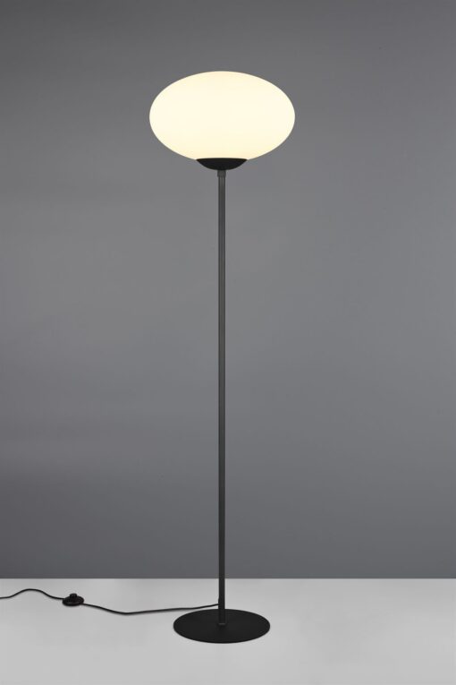 Φωτισιτκό Δαπέδου Μαύρο Ματ & Οπάλ Γυαλί FOMENTO 1xE27 Φ40 με Διακόπτη Trio Lighting – 463100132