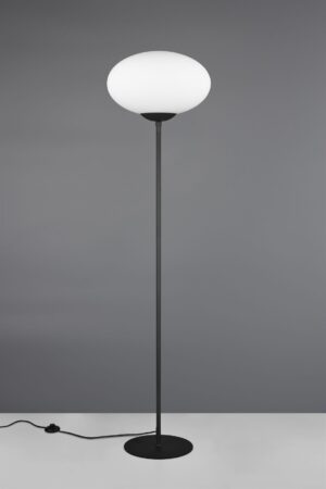 Φωτισιτκό Δαπέδου Μαύρο Ματ & Οπάλ Γυαλί FOMENTO 1xE27 Φ40 με Διακόπτη Trio Lighting – 463100132