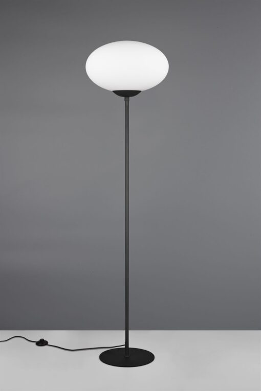 Φωτισιτκό Δαπέδου Μαύρο Ματ & Οπάλ Γυαλί FOMENTO 1xE27 Φ40 με Διακόπτη Trio Lighting – 463100132