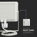 LED Προβολέας με Ανιχνευτή Κίνησης 50W V-TAC PRO Samsung Chip 100° 4000lm Λευκός IP65 Θερμό Λευκό 3000K – 466